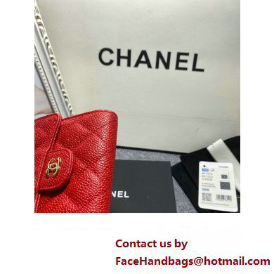 Chanel Classic Small Flap Wallet AP0231 in Grained Calfskin Red/Gold