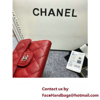 Chanel Classic Small Flap Wallet AP0231 in Grained Calfskin Red/Silver