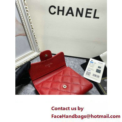 Chanel Classic Small Flap Wallet AP0231 in Grained Calfskin Red/Silver