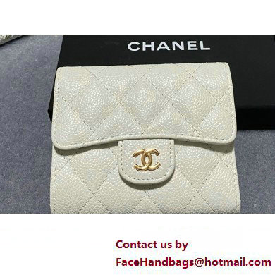 Chanel Classic Small Flap Wallet AP0231 in Grained Calfskin White/Gold - Click Image to Close