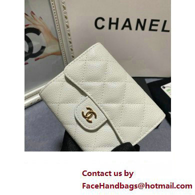 Chanel Classic Small Flap Wallet AP0231 in Grained Calfskin White/Gold