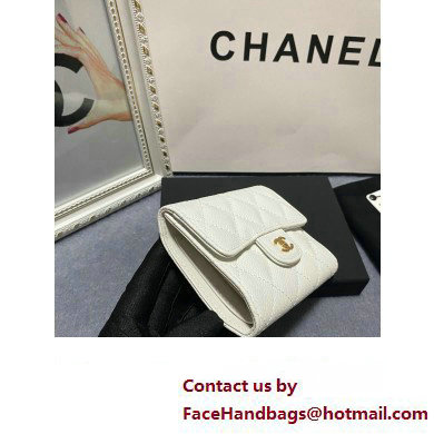 Chanel Classic Small Flap Wallet AP0231 in Grained Calfskin White/Gold