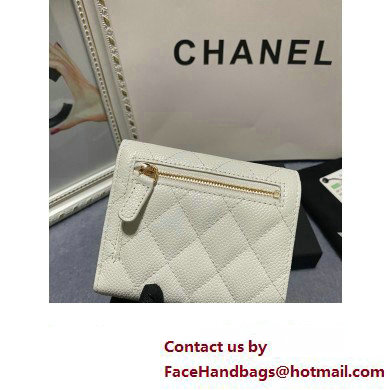 Chanel Classic Small Flap Wallet AP0231 in Grained Calfskin White/Gold