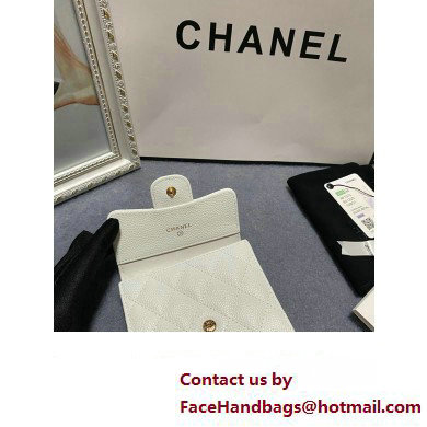 Chanel Classic Small Flap Wallet AP0231 in Grained Calfskin White/Gold