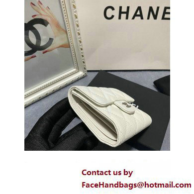 Chanel Classic Small Flap Wallet AP0231 in Grained Calfskin White/Silver