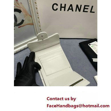 Chanel Classic Small Flap Wallet AP0231 in Grained Calfskin White/Silver