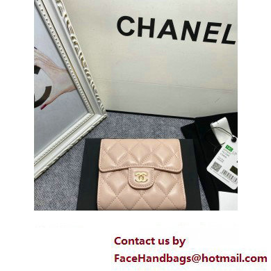 Chanel Classic Small Flap Wallet AP0231 in Lambskin Beige/Gold