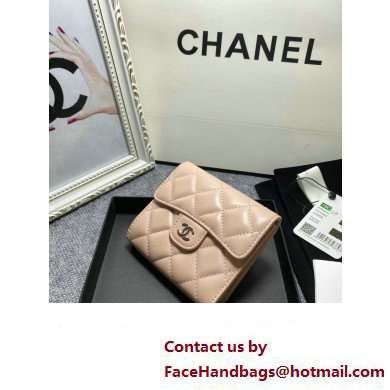 Chanel Classic Small Flap Wallet AP0231 in Lambskin Beige/Silver