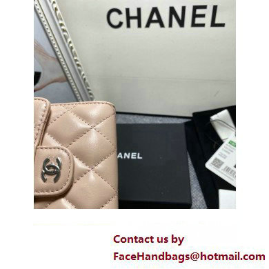 Chanel Classic Small Flap Wallet AP0231 in Lambskin Beige/Silver