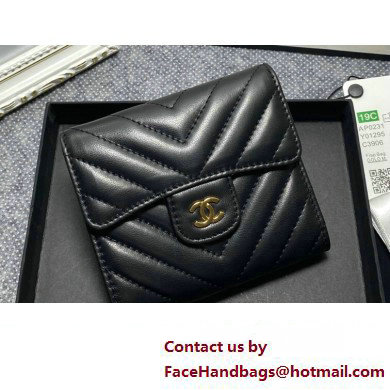 Chanel Classic Small Flap Wallet AP0231 in Lambskin Chevron Black/Gold