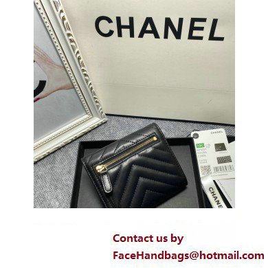 Chanel Classic Small Flap Wallet AP0231 in Lambskin Chevron Black/Gold