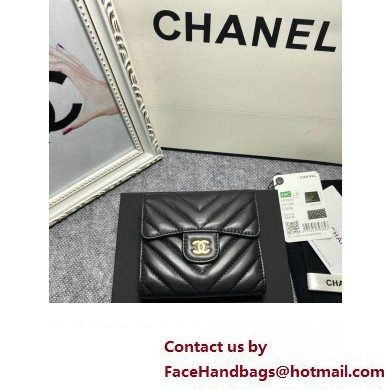 Chanel Classic Small Flap Wallet AP0231 in Lambskin Chevron Black/Gold