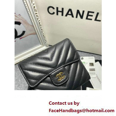 Chanel Classic Small Flap Wallet AP0231 in Lambskin Chevron Black/Gold