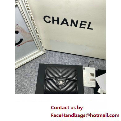 Chanel Classic Small Flap Wallet AP0231 in Lambskin Chevron Black/Silver