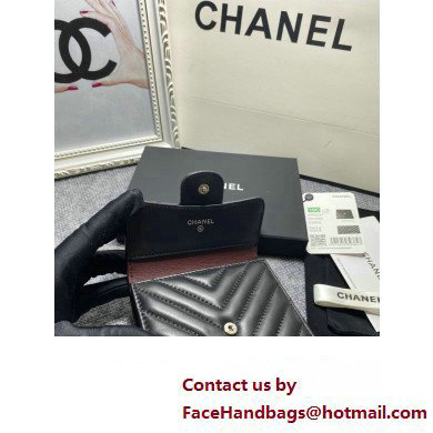 Chanel Classic Small Flap Wallet AP0231 in Lambskin Chevron Black/Silver