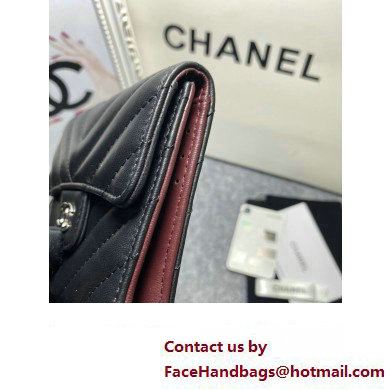 Chanel Classic Small Flap Wallet AP0231 in Lambskin Chevron Black/Silver