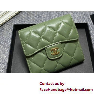 Chanel Classic Small Flap Wallet AP0231 in Lambskin Green/Gold