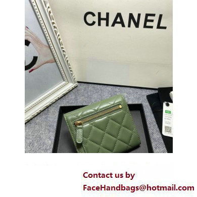 Chanel Classic Small Flap Wallet AP0231 in Lambskin Green/Gold