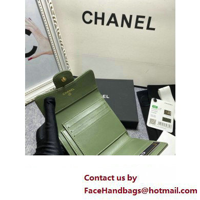 Chanel Classic Small Flap Wallet AP0231 in Lambskin Green/Gold