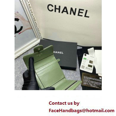 Chanel Classic Small Flap Wallet AP0231 in Lambskin Green/Silver