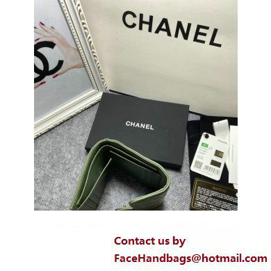 Chanel Classic Small Flap Wallet AP0231 in Lambskin Green/Silver