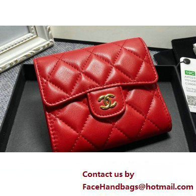 Chanel Classic Small Flap Wallet AP0231 in Lambskin Red/Gold - Click Image to Close