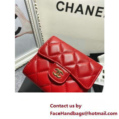 Chanel Classic Small Flap Wallet AP0231 in Lambskin Red/Gold