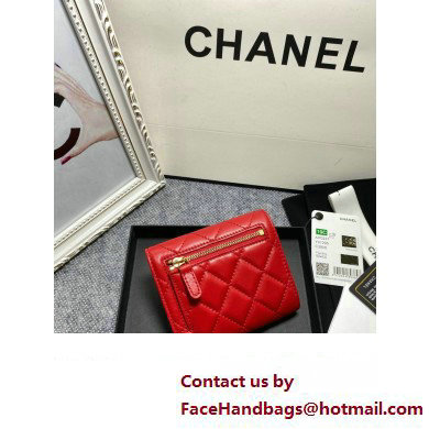 Chanel Classic Small Flap Wallet AP0231 in Lambskin Red/Gold