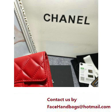 Chanel Classic Small Flap Wallet AP0231 in Lambskin Red/Gold