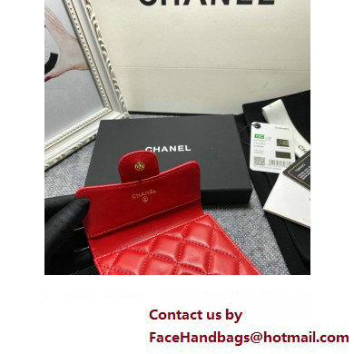 Chanel Classic Small Flap Wallet AP0231 in Lambskin Red/Gold