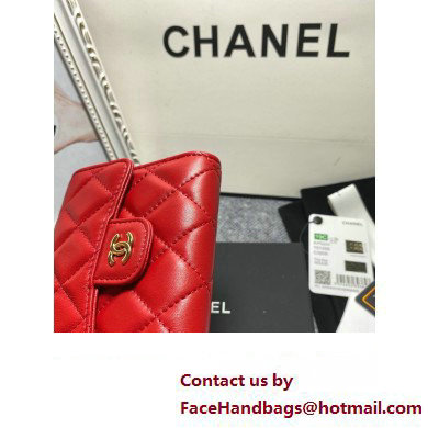 Chanel Classic Small Flap Wallet AP0231 in Lambskin Red/Gold