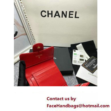 Chanel Classic Small Flap Wallet AP0231 in Lambskin Red/Gold