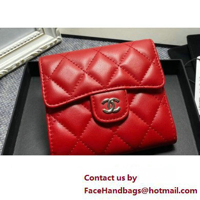 Chanel Classic Small Flap Wallet AP0231 in Lambskin Red/Silver - Click Image to Close