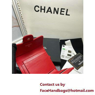 Chanel Classic Small Flap Wallet AP0231 in Lambskin Red/Silver