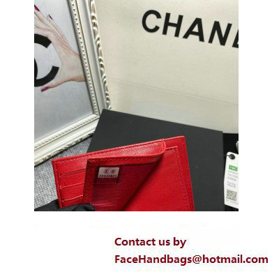 Chanel Classic Small Flap Wallet AP0231 in Lambskin Red/Silver