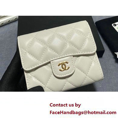 Chanel Classic Small Flap Wallet AP0231 in Lambskin White/Gold