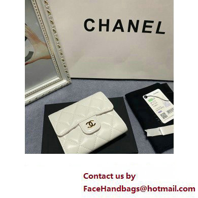 Chanel Classic Small Flap Wallet AP0231 in Lambskin White/Gold