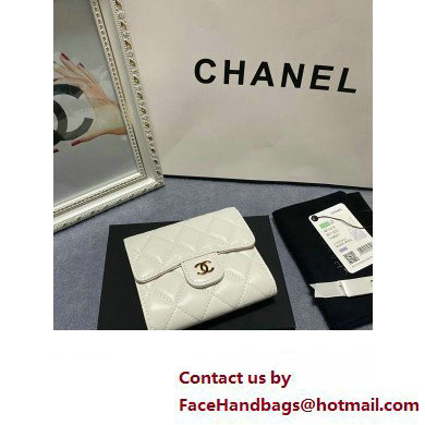 Chanel Classic Small Flap Wallet AP0231 in Lambskin White/Gold