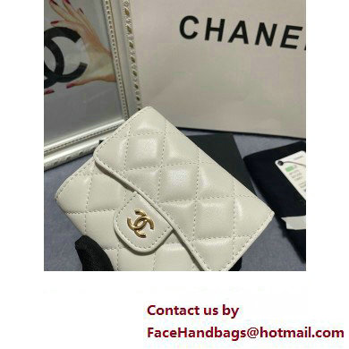 Chanel Classic Small Flap Wallet AP0231 in Lambskin White/Gold