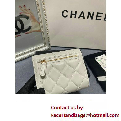 Chanel Classic Small Flap Wallet AP0231 in Lambskin White/Gold