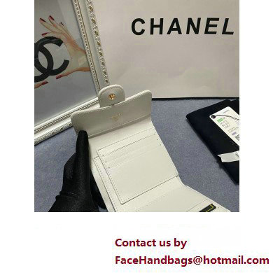 Chanel Classic Small Flap Wallet AP0231 in Lambskin White/Gold