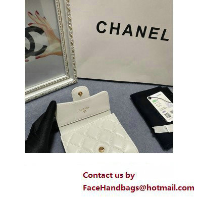 Chanel Classic Small Flap Wallet AP0231 in Lambskin White/Gold