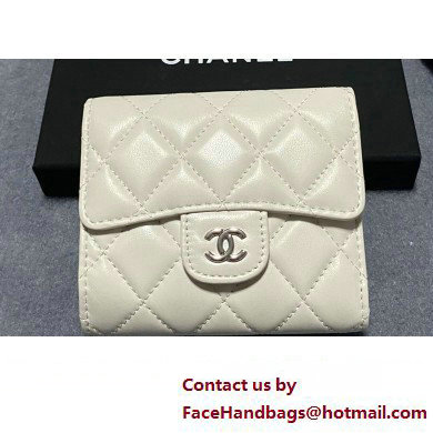 Chanel Classic Small Flap Wallet AP0231 in Lambskin White/Silver - Click Image to Close