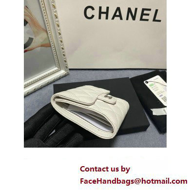 Chanel Classic Small Flap Wallet AP0231 in Lambskin White/Silver