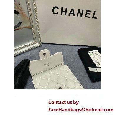 Chanel Classic Small Flap Wallet AP0231 in Lambskin White/Silver