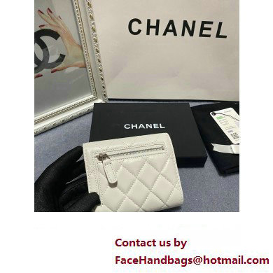 Chanel Classic Small Flap Wallet AP0231 in Lambskin White/Silver