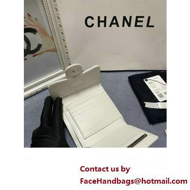 Chanel Classic Small Flap Wallet AP0231 in Lambskin White/Silver