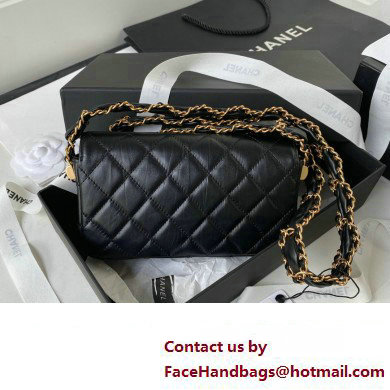 Chanel Crinkled Calfskin Clutch with Chain Bag AP3570 Black 2023