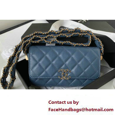 Chanel Crinkled Calfskin Clutch with Chain Bag AP3570 Blue 2023