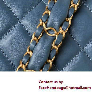 Chanel Crinkled Calfskin Clutch with Chain Bag AP3570 Blue 2023